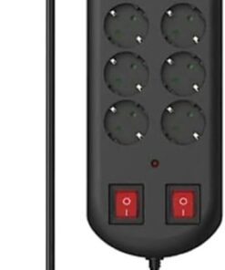 HM.223164 10'lu Akım Korumalı Priz 2 Switches 2m Siyah