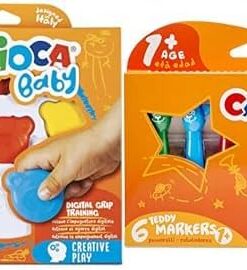 Teddy Bebek Crayons 6'Lı Boya, +1 Yaş, Yıkanabilir, Çok Renkli + Carioca Teddy Jumbo Bebek Süper Yıkanabilir Keçeli Boya Kalemi 6'li +1 Yaş