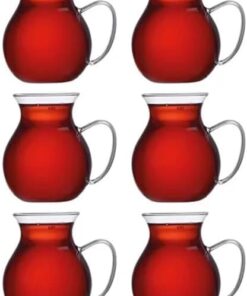 6'lı Borosilikat Cam Çay Bardağı Seti, 200ml Termisil Kupa, Şık ve Dayanıklı, Çay Vakti için İdeal (6 Adet)