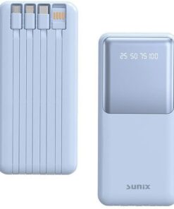 12000 Mah Dijital Göstergeli Dahili Çoklu Kablolu Taşınabilir Powerbank Mavi PB-49