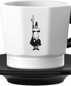 - 4'lü Espresso Fincan Seti - Sekizgen Tasarım - Siyah Beyaz Karma Renk - Porselen
