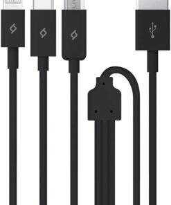 Trio Type-C-Lightning-Micro USB 120cm Şarj Kablosu, Siyah