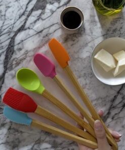Set Renkli Bambu Saplı Silikon Spatula Seti
