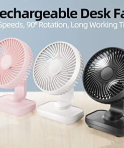Taşınabilir Pil Fanı, Şarj Edilebilir Masa Fanı: 4 Hız, 90° Dönme, Uzun Çalışma Süresi, Taşınabilir USB Destekli Kişisel Fan (Siyah)