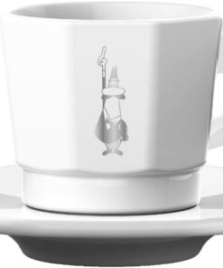 - 4'lü Espresso Fincan Seti - Sekizgen Tasarım - Beyaz Renk - Porselen