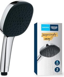 Vitalio Comfort 110 El Duşu, 2 Akışlı (Yağmur & Jet), SmartSwitch, 110mm Kare Duş Başlığı, Düşmeye Dayanıklı Silikon Halka, Kireç Önleyici Sistem, Krom, 26397001