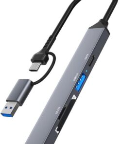 NR22 5in1 Type-C USB OTG Kablolu HUB Dock İstasyonu USB 3.0 5Gbps Veri Aktarımı Kart Okuyucu