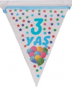 Marifetlerim - 3 yaş yıldızlı Balonlu Üçgen Flama