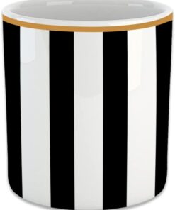 Dikey Siyah Çizgili Espresso, Double Türk Kahvesi Fincanı - Kulpsuz Bardak