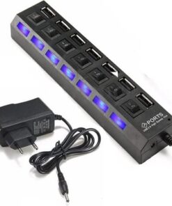 Port USB Hub Çoklayıcı Çoğaltıcı Onoff Düğmeli Işıklı Adaptörlü
