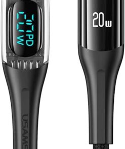 US-SJ588 Dijital Göstergeli 1.2m PD 20W Type-C to Lightning iPhone Hızlı Şarj ve Data Kablosu