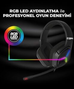 Lenovo Lecoo Ht406 3.5mm Jack+Usb Kulak Üstü Rgb Led Aydınlatmalı, 50mm, 100db Ses Sürücüleri Askılı Kafa Bandı Profesyonel Tip Kablolu Mikrofonlu Oyuncu Kulaklığı, Tek Ebat, Siyah