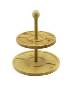 5 BÖLMELİ - YUVARLAK - 2 KATLI  AHŞAP BAMBU SUNUMLUK  ÇAP: 19.5CM -- 24.5CM