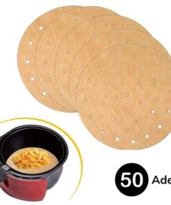 50 Adet Air Fryer Pişirme Kağıdı Tek Kullanımlık Gıda Pişirme Kağıdı Delikli Yuvarlak Model