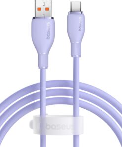 Pudding Hızlı Şarj Özellikli Type-C Kablo 100W, 1.2 Metre, Mor