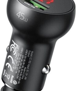 CC-7030 45W 1XType-c 1xUSB Girişli Dijital Göstergeli Araç Çakmak Şarjı- Siyah