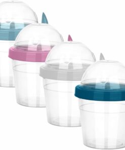 4'lü Paket 17 oz Hareket Halinde Küçük Kahvaltı Yoğurt Parfe Bardakları, Kapaklı ve Kaşıklı Yeniden Kullanılabilir Plastik Kaplar, Gecelik Yulaf Tahıl Granola Yulaf Ezmesi ve Atıştırmalık