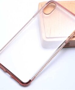 6847 Apple iPhone XS Max 6.5 ile Uyumlu Kılıf Tek Sıra Taşlı Silikon, Rose Gold