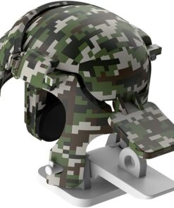 Mobil Oyun Kontrol Aparatı, Kamuflaj Desenli Koyu Yeşil - Gri, PUBG Mobile Kaskı Şeklinde, Mobile GamePad, Ateş/Tetik/Kontrol/4 Parmak Kullanımını Sağlayan, Cep Telefonu/Tablet Uyumlu Aparat
