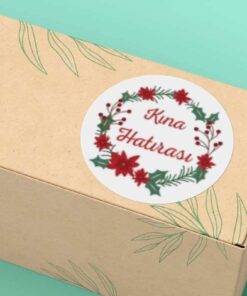 Kına Hatırası Kırmızı Etiket Mat Sticker 4 Cm (100 Adet)