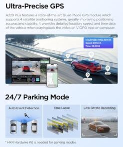 A229 Plus 2 Kameralı Ön+Arka 2K+2K HDR Sony Starvis 2 Sensörlü Wi-Fi GPS'li Araç Kamerası