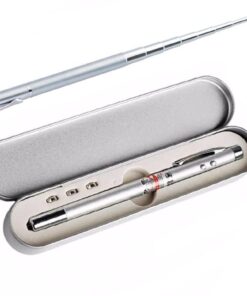 Kutulu Kırmızı Lazerli, Led Işıklı Mıknatıslı Pointer Kalemi İşaretçi Uzayabilen Sunum Çubuğu Teleskopik Metal Tükenmez Kalem (PRS-1521G)