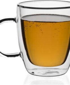 1 Adet Çift Cidarlı Cam Kupa Bardak 250 ml - Çift Katlı İçli Dışlı Bardak - Uzun Süre Sıcak Tutma, Çift Katmanlı Lüx Bardak (Düz Uzun)