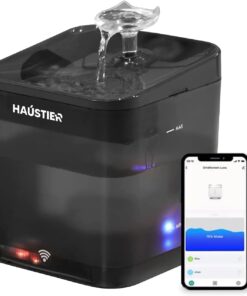 WF004 Akıllı Kedi Köpek Su Sebili Su Şelalesi Su Pınarı, Uv Su Filtrelemeli - Smart Wifi - Tuya App, Bpa Içermez,Ultra Sessiz (Siyah)