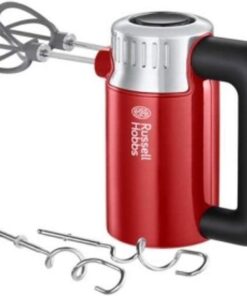 Hobbs El mikseri [el mikseri] Retro kırmızı (4 hız kademesi + Turbo, daha iyi karıştırma için cam elyaf takviyeli naylondan 2 Helix çırpma teli + 2 yoğurma kancası, BPA içermez) el mikseri