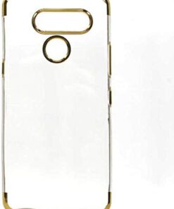 LG K50S ile Uyumlu Dört Köşeli Lazer Gold Cep Telefonu Kılıfı