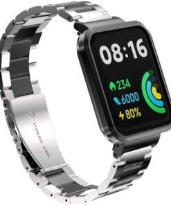 Xiaomi İle Uyumlu Redmi Watch 2 Lite KRD-60 Metal Kordon Gümüş-Siyah