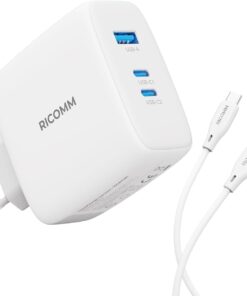 100W GaN 3 Portlu USB-C + USB-A Şarj Aleti QC5.0 PD iPhone, iPad, Samsung, Xiaomi, Notebook, Macbook Air Uyumlu Type-C Hızlı Şarj Cihazı + 100W Type-C to Type-C Şarj Kablosu 2 Metre