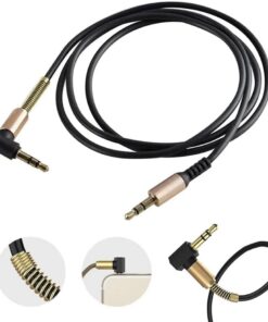 3.5 mm Yay Sarmal Uçlu Aux Kablosu 1 Metre, Ses Kablosu, 100 cm Dik Açılı Stereo Jak Kablosu