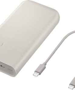 20000 mAh 45 Watt Powerbank, Hızlı Şarj, PD 2.0, 3 Çıkışlı, Kablo Dahil, Bej, 2024 Model