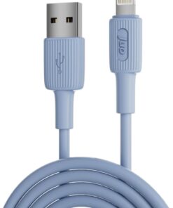 12W 2.4A USB-A to Lightning iPhone iPad Silikon Hızlı Şarj ve Data Kablosu Mavi 1 Metre