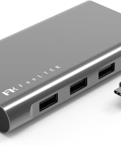 Type-C Adaptör USB Çoğaltıcı HDMI-VGA Ethernet Dönüştürücü 2XHDMI 4K Full HD Gri