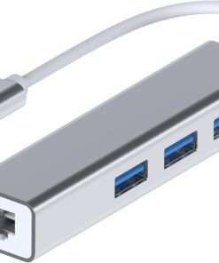 USB Tip C Ethernet 1000Mbps - 1 Gigabit RJ45 adaptör ve 3 USB bağlantı noktası 3.0 Data Hub MacBook Air/Pro iMac Acer Lenovo Asus HP Samsung Huawei ile uyumlu - Gümüş
