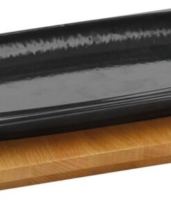 Döküm Servis Tabağı, 30x15 cm Ahşap Altlı - LV AS 172