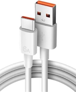 Usb-C 67w Max 6A Hızlı Şarj USB Kablosu, Beyaz 2 Metre