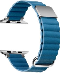 ​​​Apple İle Uyumlu Watch Ultra 42/44/49mm KRD-78 PU Deri Kordon Strap Kayış Mavi
