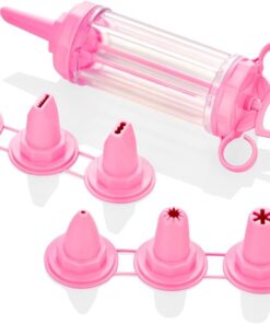 Krema Dekaratör Pompası ve Dekoratif Uçlar Seti (Pembe)
