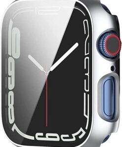 Trend Apple Watch 1/2/3/4/5/6 Seri 41 mm Ekran Koruyucu ve Kılıf Bir Arada Tam Koruma (Gümüş)
