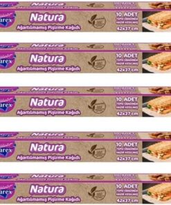 Natura Ağartılmamış Hazır Pişirme Kağıdı 10 Yaprak X 5 Paket