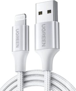 Mfi Lisansli USB-A & Lightning Örgülü Data ve Şarj Kablosu, 2 Metre, Beyaz