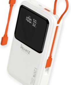 H007 20000 MH PD 45W ve USB 120W FAST HIZLI ŞARJ DAHİLİ TYPE C VE LİGHTNİNG KABLOLU DÜNYA STANDARTLARINA UYGUN POLYMER BATARYA BİREBİR AMPER LCD GÖSTERGELİ POWERBANK