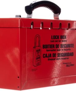 Lock ML498A Çelik Grubu Güvenlik Kutusu, Kırmızı, 25,9 cm x 23,4 cm x 10,7 cm