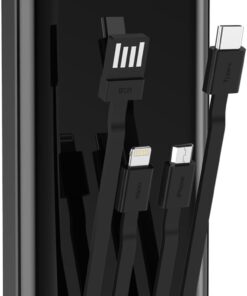 10000 mAh Dijital Göstergeli Dahili Kablolu Powerbank 10000 mAh Powerbank Lightning - Type C - USB - Micro USB Dahili Kablolu Powerbank BPB3