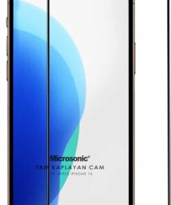 Apple iPhone 13 Tam Kaplayan Temperli Cam Ekran Koruyucu Siyah [iPhone 13 ile Uyumlu Ekran Koruyucu]