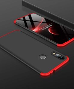 Huawei P Smart ile Uyumlu 2019 Kılıf Double Dip AYS 3in1 Sert Rubber Kapak Siyah-Kırmızı