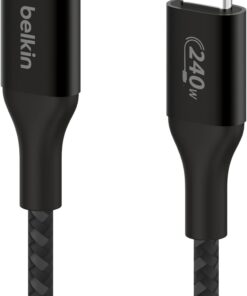 BoostCharge USB-C - USB-C şarj kablosu, hızlı şarj kablosu, 240 W Power Delivery, USB-IF sertifikalı, iPhone 15, MacBook Pro, Chromebook, Samsung Galaxy, iPad ile uyumlu, 1 m – siyah